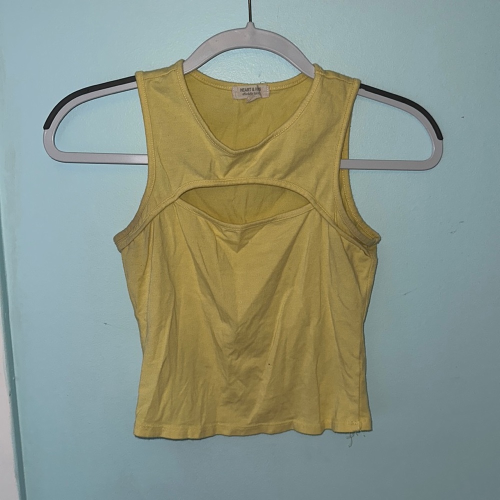 Heart and Hips Yellow Tank Top with Chest Cutout